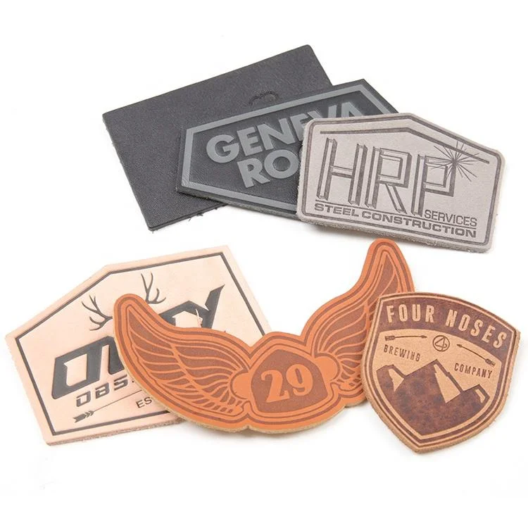 Eco-Friendly Custom Debossed Brand Logo Tag Luxury Denim Genuine Leather PU Tag for Pants/Jacket Sew on Embossed Real Genuine Leather Patches for Hats