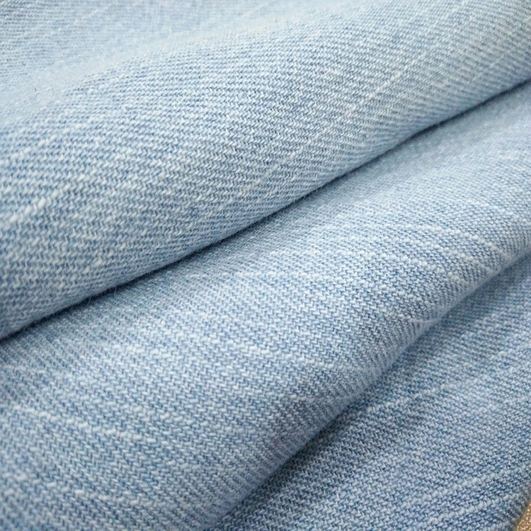 Customized Textile Plain Dyed Cotton Woven Twill Denim Fabrics for Men Pants